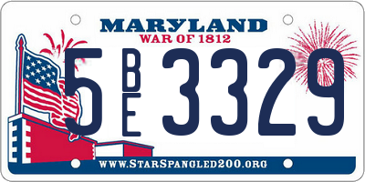 MD license plate 5BE3329