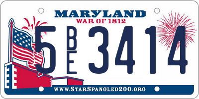 MD license plate 5BE3414