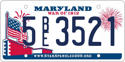 MD license plate 5BE3521