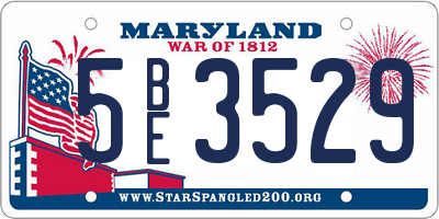 MD license plate 5BE3529