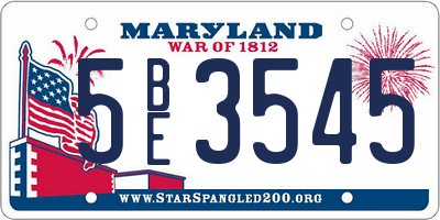 MD license plate 5BE3545
