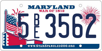 MD license plate 5BE3562
