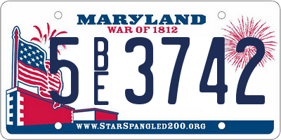 MD license plate 5BE3742