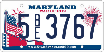 MD license plate 5BE3767