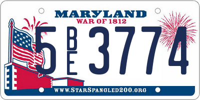 MD license plate 5BE3774