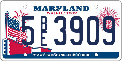 MD license plate 5BE3909