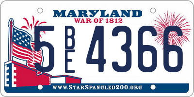 MD license plate 5BE4366