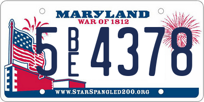 MD license plate 5BE4378