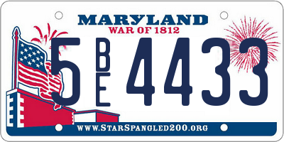 MD license plate 5BE4433