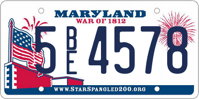 MD license plate 5BE4578