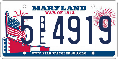 MD license plate 5BE4919