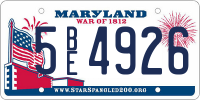 MD license plate 5BE4926