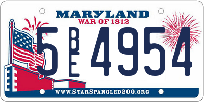 MD license plate 5BE4954
