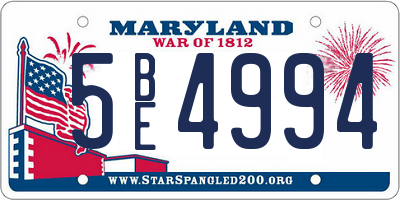 MD license plate 5BE4994