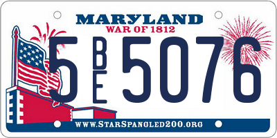 MD license plate 5BE5076