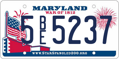 MD license plate 5BE5237