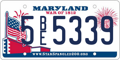 MD license plate 5BE5339