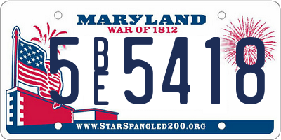 MD license plate 5BE5418