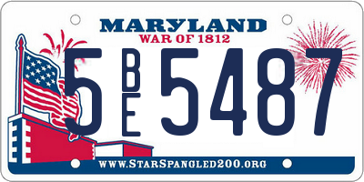 MD license plate 5BE5487