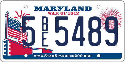 MD license plate 5BE5489