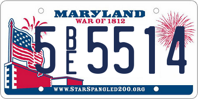 MD license plate 5BE5514
