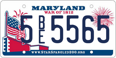 MD license plate 5BE5565