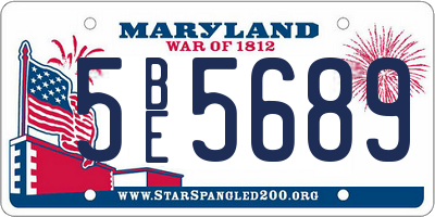 MD license plate 5BE5689