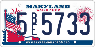 MD license plate 5BE5733