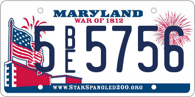 MD license plate 5BE5756