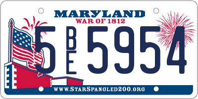 MD license plate 5BE5954