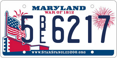 MD license plate 5BE6217