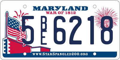 MD license plate 5BE6218