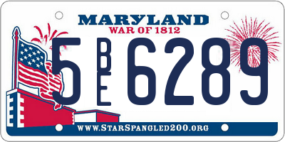 MD license plate 5BE6289