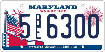 MD license plate 5BE6300