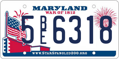 MD license plate 5BE6318
