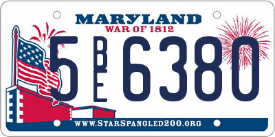 MD license plate 5BE6380