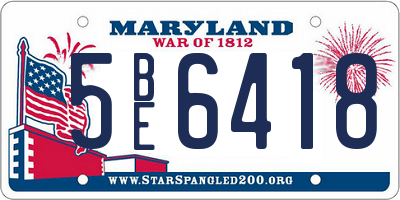 MD license plate 5BE6418