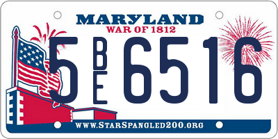 MD license plate 5BE6516