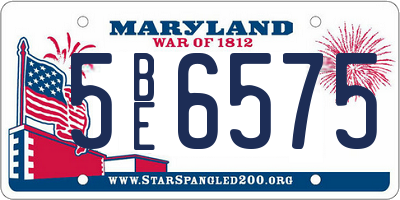 MD license plate 5BE6575