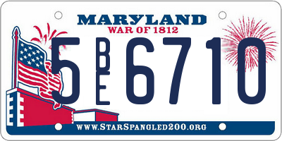 MD license plate 5BE6710