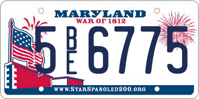 MD license plate 5BE6775