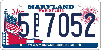 MD license plate 5BE7052