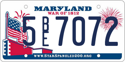 MD license plate 5BE7072