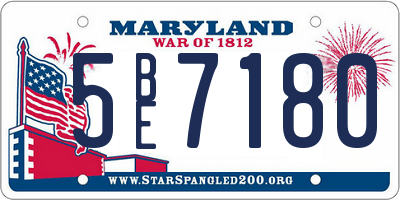 MD license plate 5BE7180