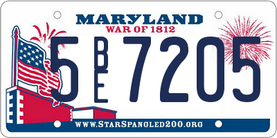 MD license plate 5BE7205