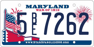 MD license plate 5BE7262