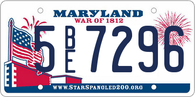 MD license plate 5BE7296