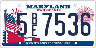 MD license plate 5BE7536
