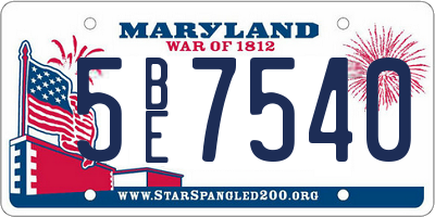 MD license plate 5BE7540