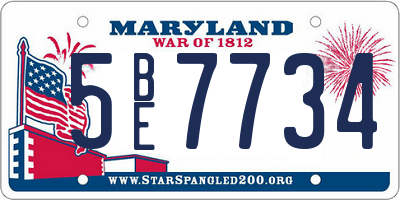 MD license plate 5BE7734